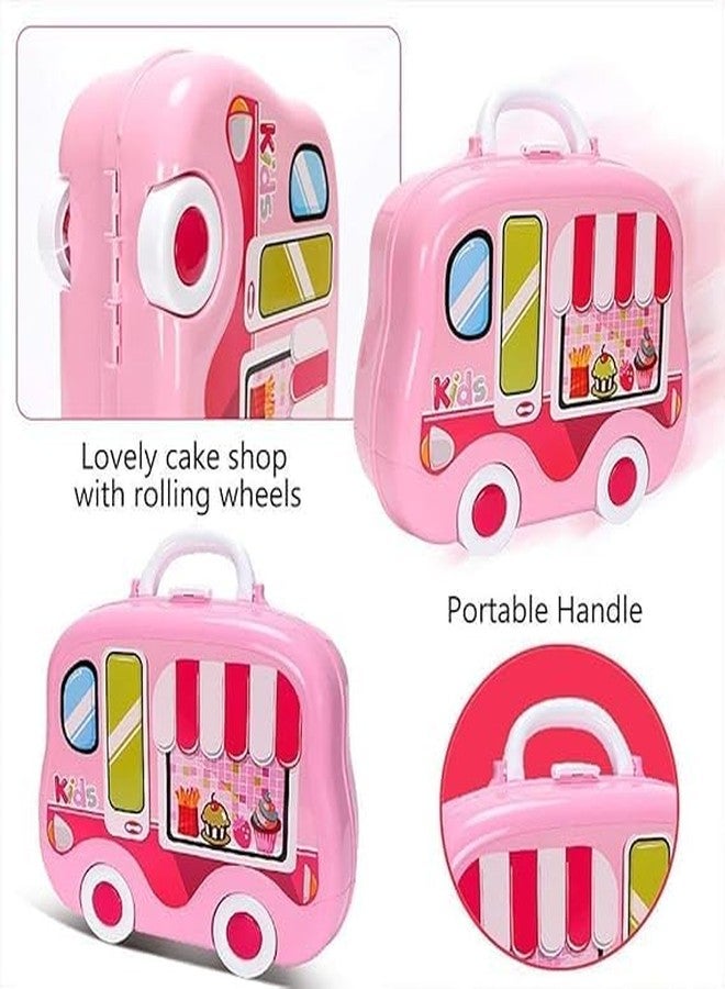 plutofit Kitchen Food Play Set with Wheel Suitcase, 26 Pieces, Stickers, Pretend Cooking Toys, Multicolor - Image 4